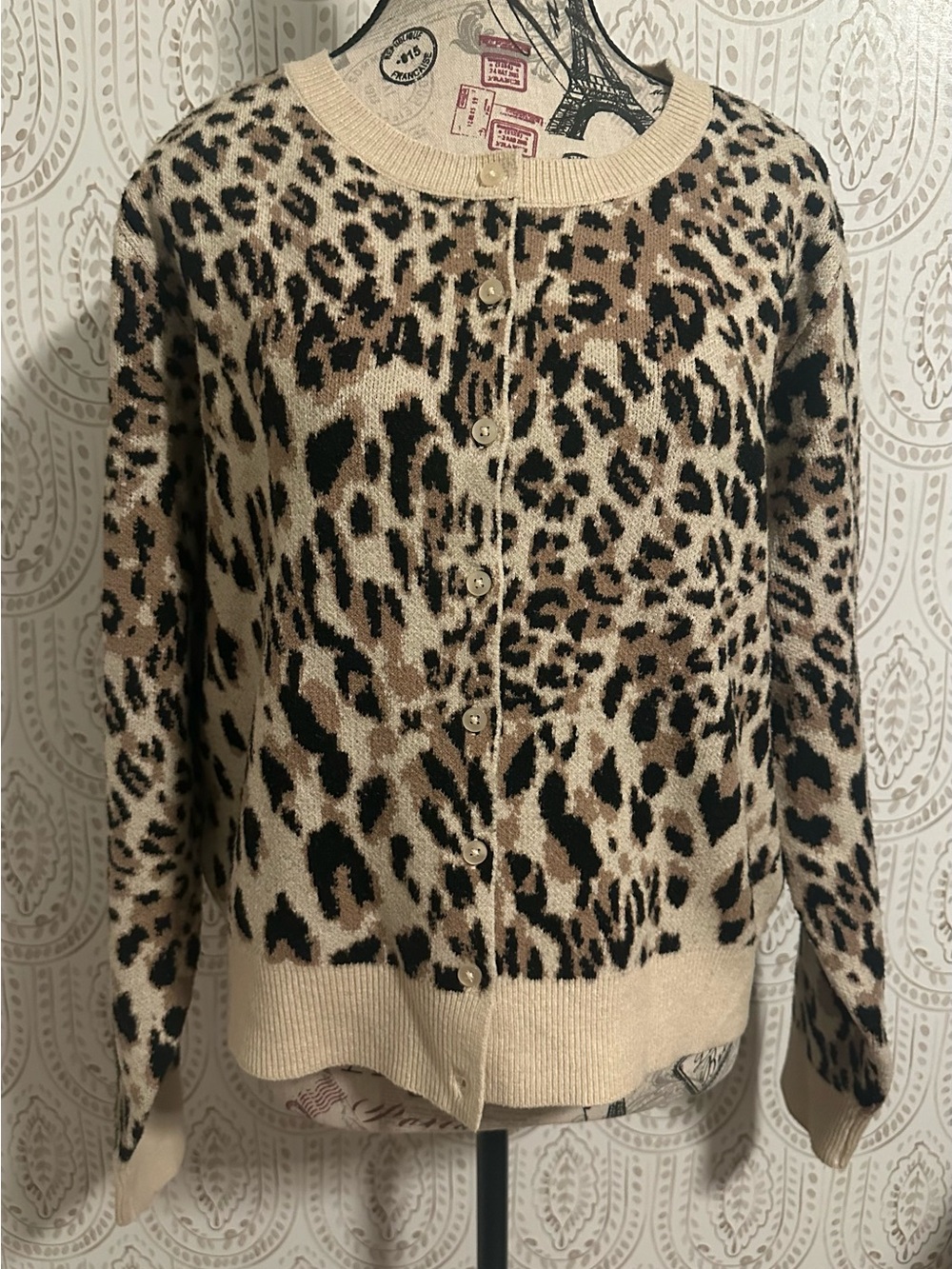 a new day Leopard Print Cardigan in Cream, Brown & Black only used once